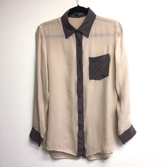 ALEX & ELI NYC Vintage Silk Georgette Button Front Blouse M - Picture 2 of 9